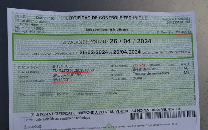 Skoda Superb cena 31000 przebieg: 226000, rok produkcji 2011 z Hrubieszów małe 781
